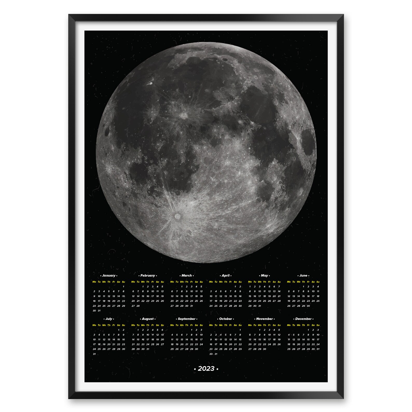 2023 Kalender mit Vollmond Ungerahmt auf einen Blick - Etsy.de