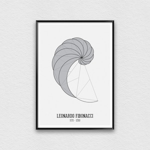 Fibonacci Spiral Wall Art, Mathematics Poster, Fibonacci Poster, Scientist Print, Scientific Art, Classroom Decor, Math Print