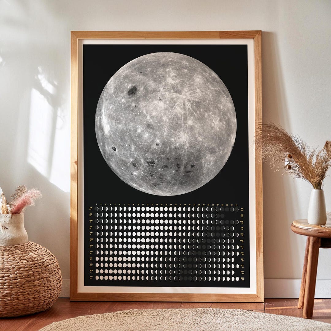 2026 Moon Calendar With Lunar Phases, Vertical Lunar Cycle Chart - Etsy