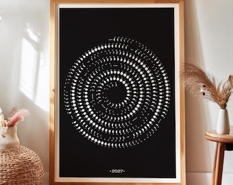 2027 Moon Calendar, Lunar Phases Calendar for Northern or Southern Hemisphere