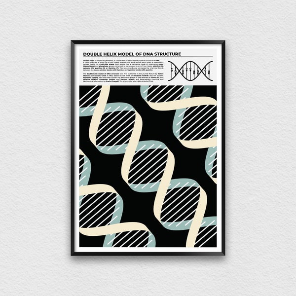 Double Helix Structure of DNA Poster, Unframed Biology Print with Representation of DNA Structure, Science Lab Decor for Biologists