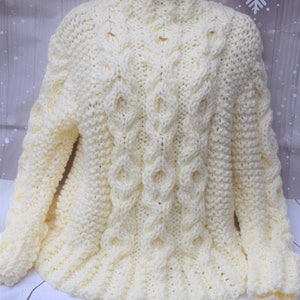hand knitted ladies sweater pattern, jumper blue print, hand crafted chunky sweater pattern,PDF downloadable knitting pattern