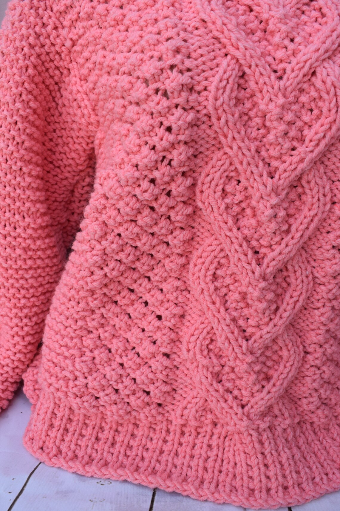Hand knit sweater pattern heart cable pullover knitting Etsy