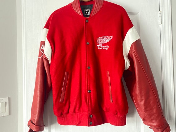 Vintage Detroit Red Wings JH Designred Wool Leather Sleeves
