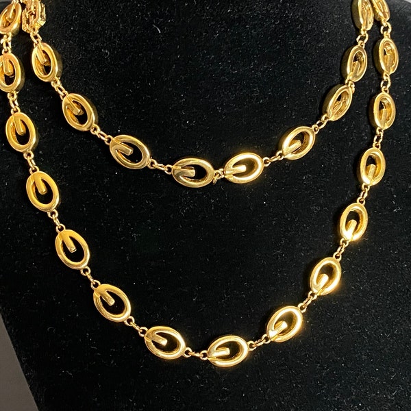 Vintage Givenchy Necklace Logo Chain Authentic Gold Tone