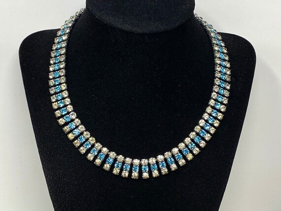 Gorgeous Vintage Blue White Rhinestone Necklace - Etsy