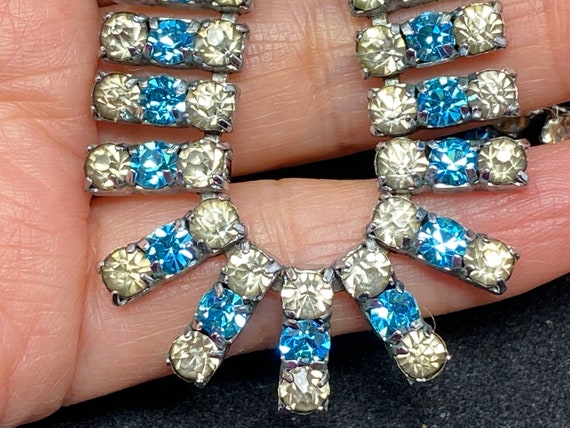 Gorgeous Vintage Blue White Rhinestone Necklace - Etsy