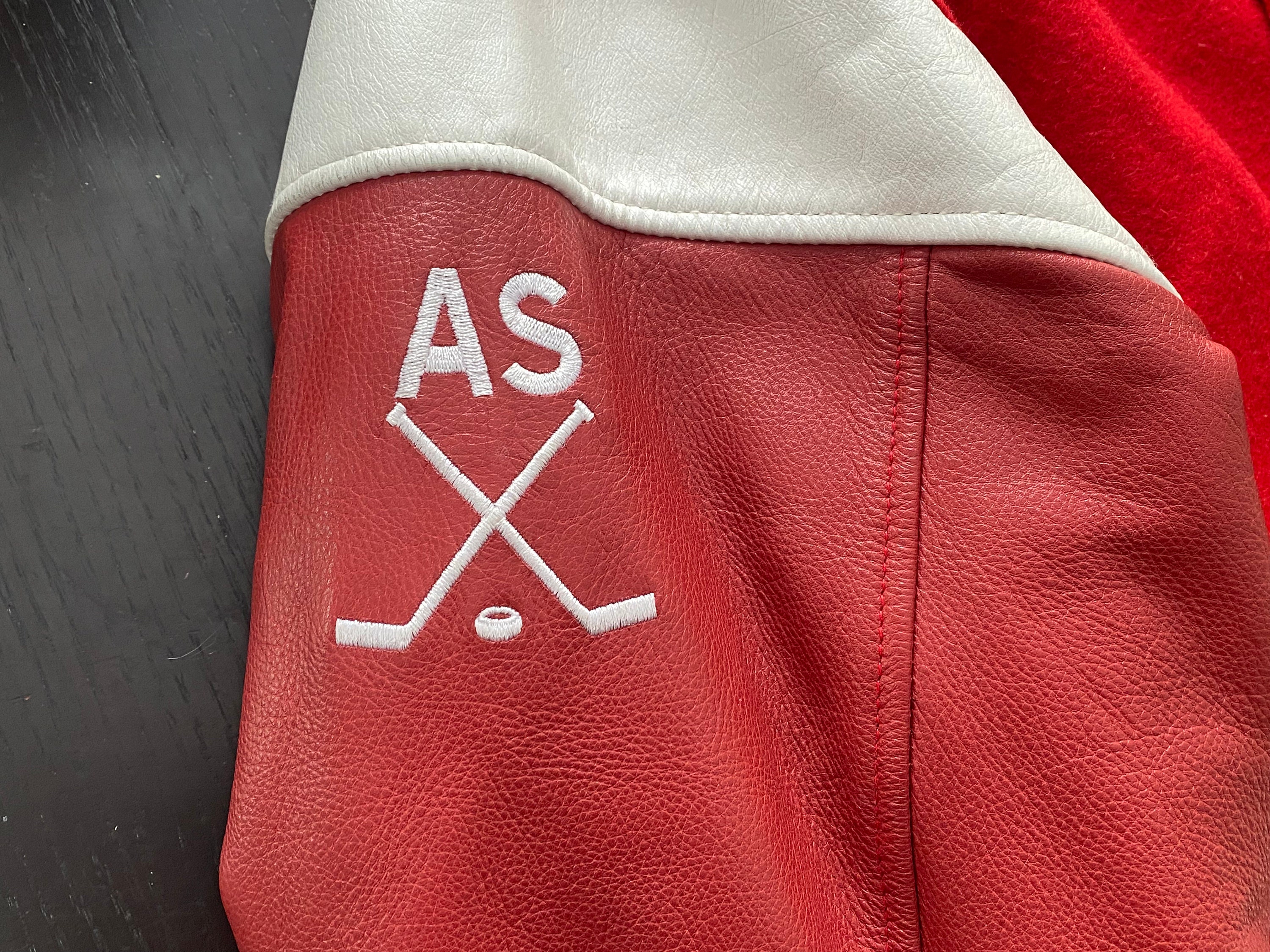 Vintage Detroit Red Wings JH Designred Wool Leather Sleeves