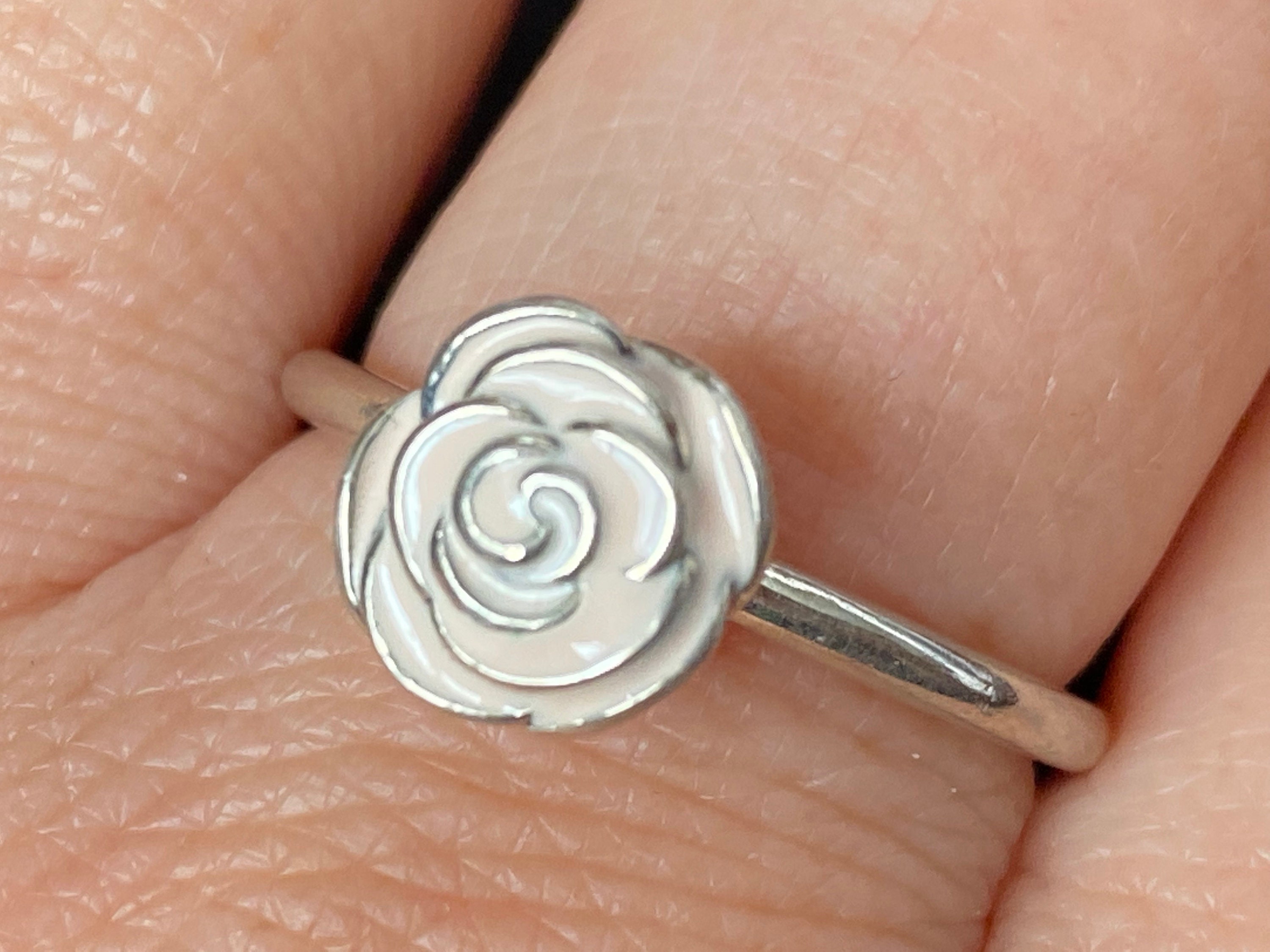Vintage Authentic Pandora Sterling Silver Pink Enamel Rose Garden Ring Etsy