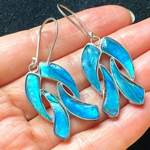 Vintage Sterling Silver Abalone Dangle Earrings