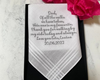 Personalised Father of the bride gift wedding handkerchief and gift box