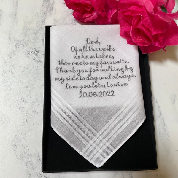 Personalised Father of the bride gift wedding handkerchief and gift box