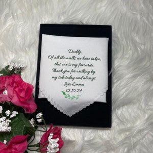 Father of the bride printed wedding handkerchief and gift box