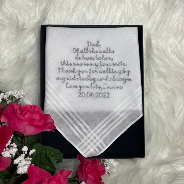 Personalised Father of the bride gift wedding handkerchief and gift box