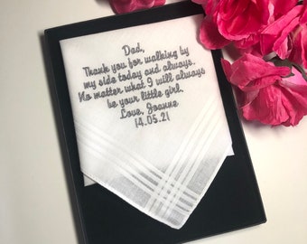 Father of the bride handkerchief, embroidered wedding handkerchief