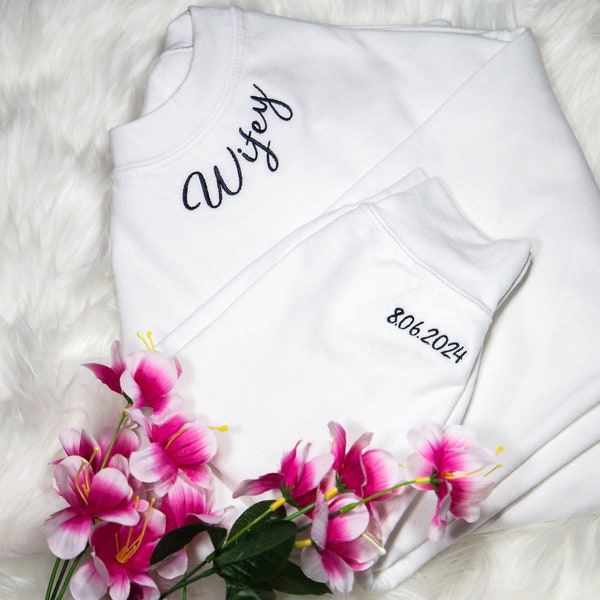 Wifey sweatshirt personalised with wedding date embroidered bride jumper