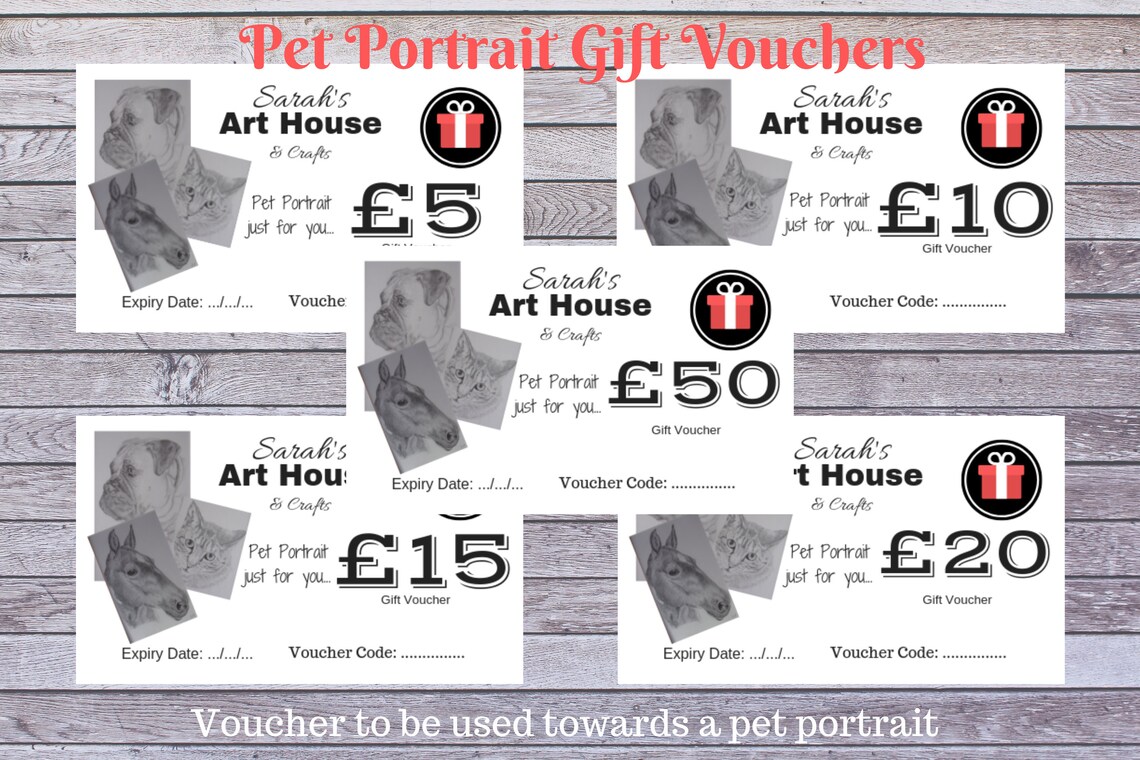 Gift Vouchers Custom Pet Portrait Gift Voucher Pencil Pet Etsy