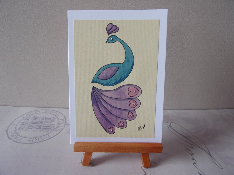 Peacock Card Birthday card Handmade Watercolour Blank Card Greetings Card Anniversary Card Engagement Valentines Day Card love card