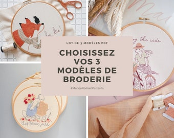 3 modèles de broderie au choix (modèles PDF à télécharger)