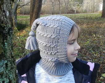 French Alpaca and Merino Pixie balaclava Merino Wool Balaclava: Knit Pixie Elf Hat With Neck Warmer  main image 4