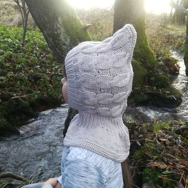 Merino Wool Balaclava.Hat and scarf all in one.Pixie hat.Baby/Toddler/Child/Teens/Adult Elf hat.Hoodie hat with Neck warmer.Light grey hat