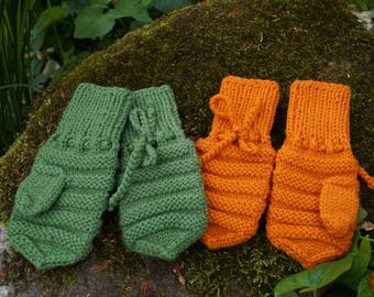 Manoplas de lana merino para niños pequeños. Guantes tejidos a mano para niñas y niños. Manoplas de lana merino, Manoplas de invierno para niños