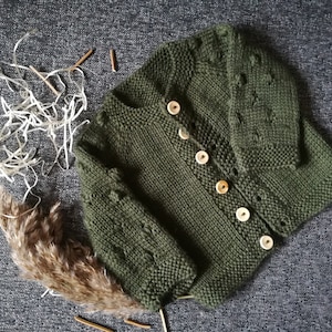 Popcorn Knit Cardigan.Merino wool knitted baby sweater. Newborn,baby, toddler cardigan.Popcorn Knit Clothing.Baby Shower gift.