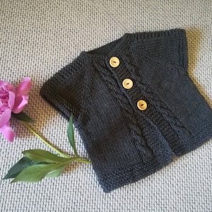 Knitted vest. Knit Baby Vest. Hand Knit Baby Boy/Girl Vest. Knitted Toddler Vest. Cotton Vest.Grey vest.Vegan friendly.