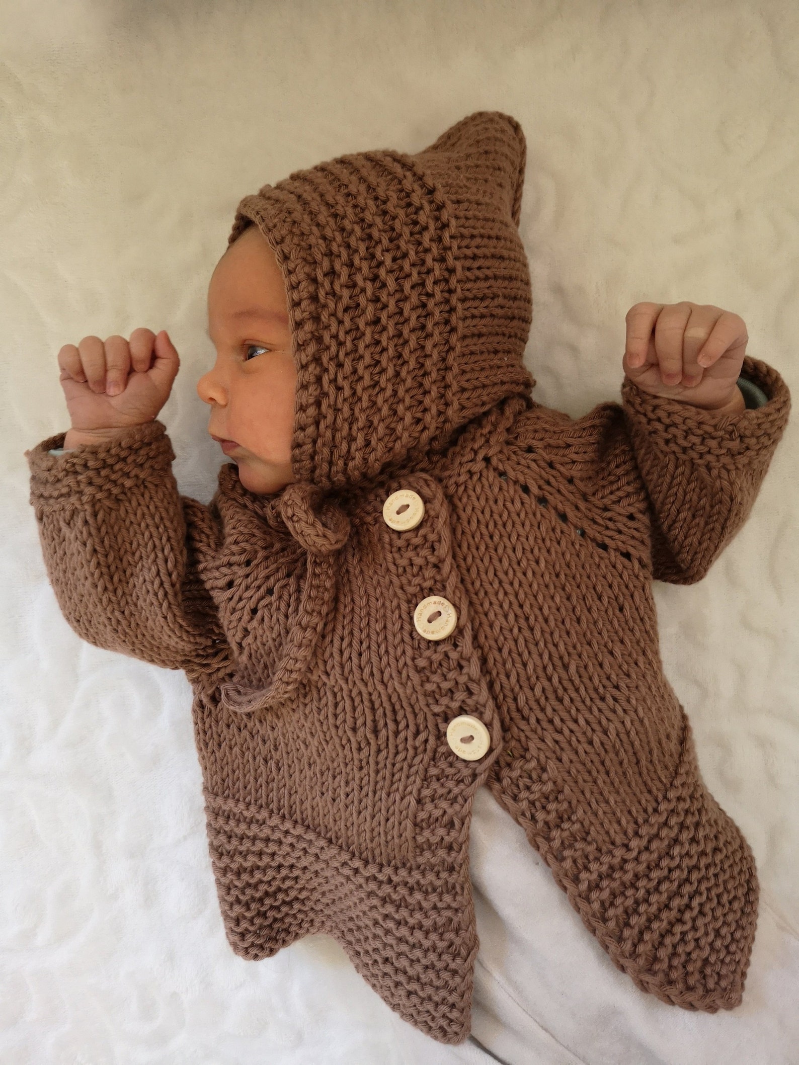 Hand Knit Newborn/baby Sweater Set.brown Baby Set Organic Etsy