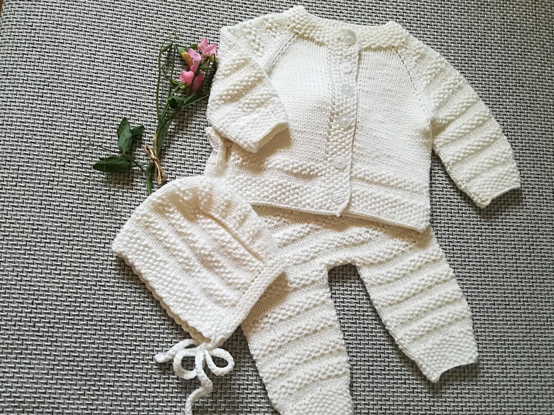Christening Outfit Set. Newborn Coming Home Outfit. White Merino Wool ...