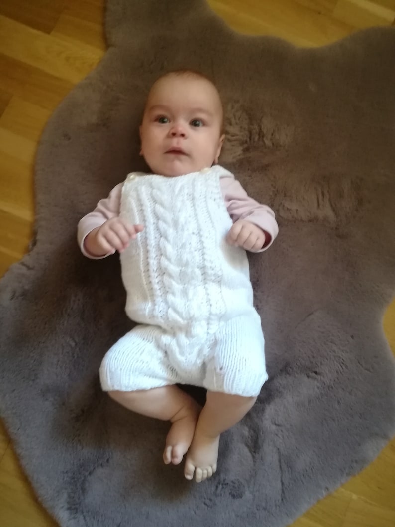 Knitted baby romper,baby body suit,baby pants,newborn baby photo prop cotton romper white romper,Vegan friendly.READY TO SHIP 0-6 months