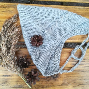 Knitted pixie bonnet.Baby/toddler/child/teens/adult pixie hat.Elf hat.Grey pixie bonnet.Merino Wool hat.Hand knitted pixie hat.