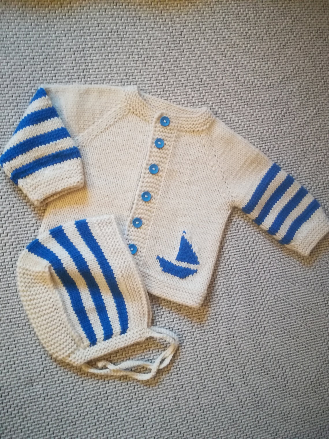 Hand Knit Baby Sweater Set. Sailboat Cardigan.cashmere/ Merino - Etsy