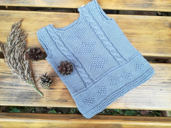 Gilet Sans Manches Gilet Bebe En Tricot Cable Gilet Tricote Etsy
