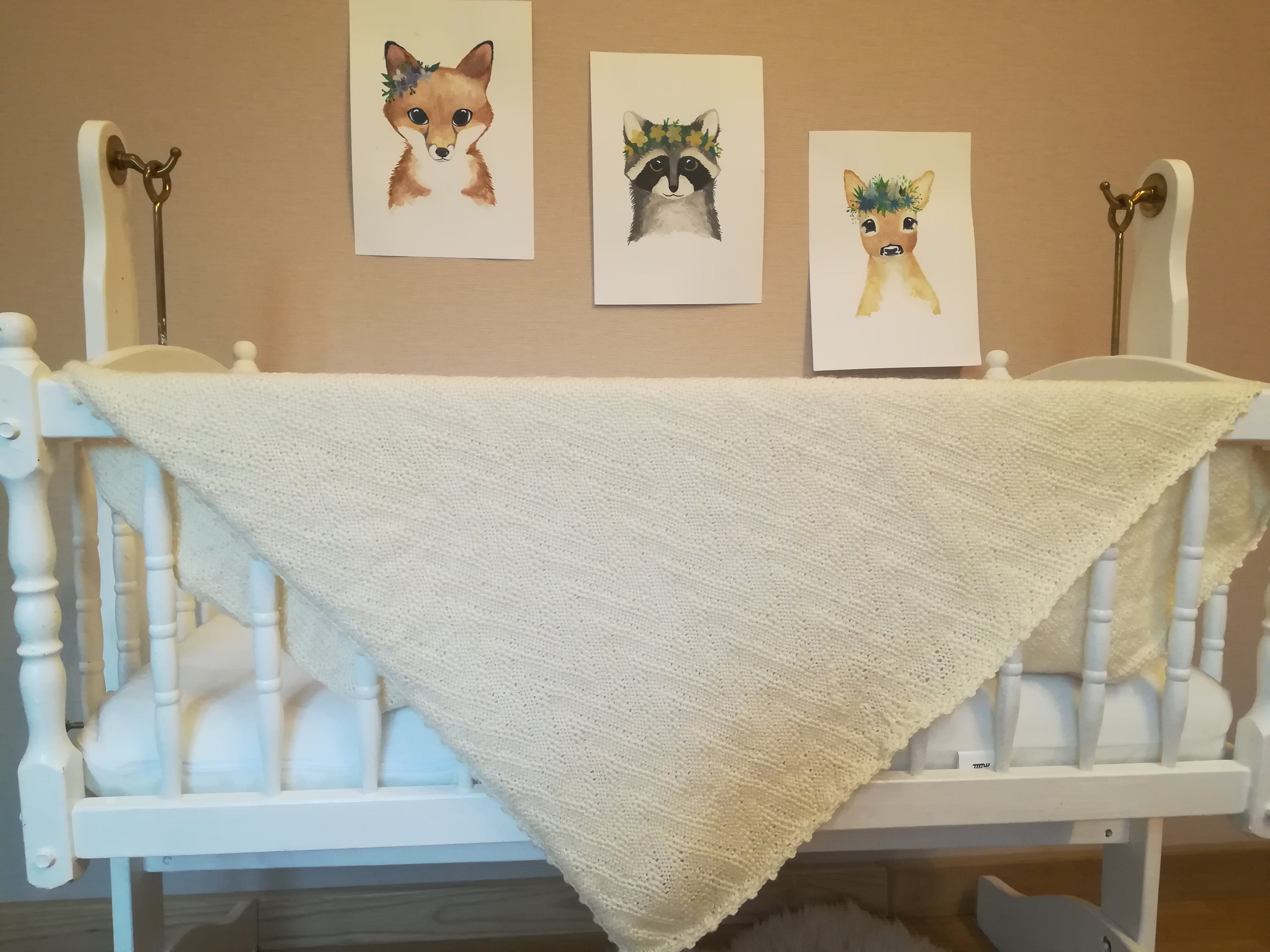 Knit Baby Blanket Knitted Merino Wool/alpaca Afghan White Etsy UK