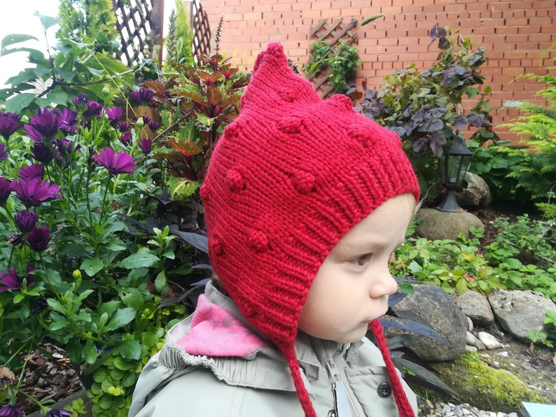 Knitted pixie bonnet.Babytoddlerchildteensadult pixie hat.Elf hat.Bobble Pixie Bonnet.MerinoCashmere Wool hat.Hand knitted pixie hat.