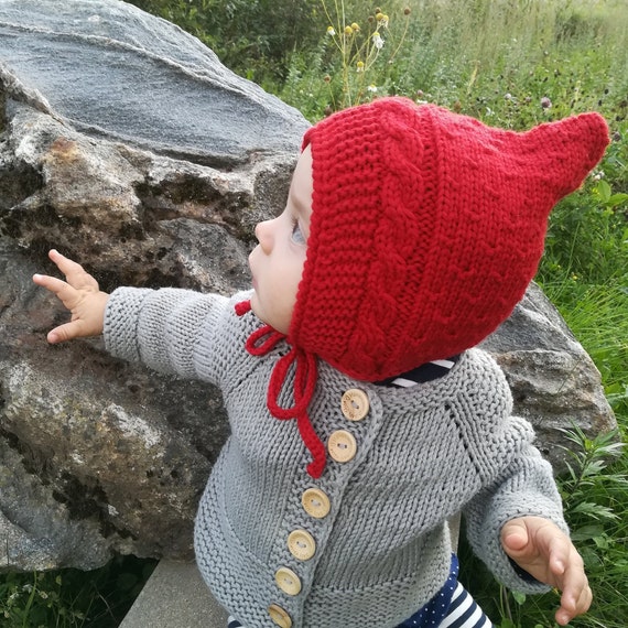 Yarn Knit Pixie Bonnet Wool Pixie Baby Bonnet – Gooseberry Fool