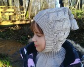 Merino Wool Balaclava. Hat and scarf all in one.Pixie hat.Baby Toddler Children Adult Elf hat.Hoodie hat with Neck warmer.Cream winter hat