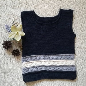 Knitted vest. Knit Baby Vest. Hand Knit Baby Boy Vest.Knitted Vest.Merino Wool Vest.Hand Knit Baby Boy Waistcoat.READY TO SHIP 12-24 months