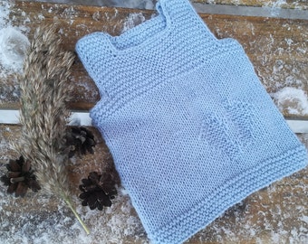 Alpaca/merino knitted vest.Knit baby/toddler/kids Vest.Hand Knit Vest.Blue waistcoat. MADE TO ORDER in any size and color