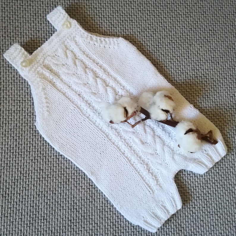 Knitted baby romper,baby body suit,baby pants,newborn baby photo prop cotton romper white romper,Vegan friendly.READY TO SHIP 0-6 months