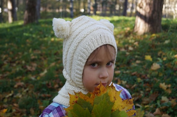 Cagoule enfant. Cagoule enfant en tricot. Cagoule en laine mérinos. Chapeau  à capuche pour bébé/enfant en bas âge/enfant. Bonnet à capuche avec  cache-cou. Chapeau d'hiver. -  France