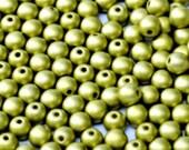 4mm Alabaster Metallic Olivine Czech Round Druk Spacer Beads (100pc), Light Green DIY Jewelry Bead Supply
