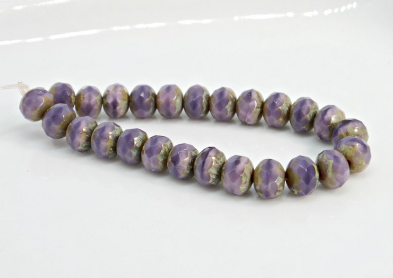 25pc DIY Jewelry Bead Supply 1 Full Strand 5x7mm Rondelle Thistle with Picasso Finished Czech Glass Beads