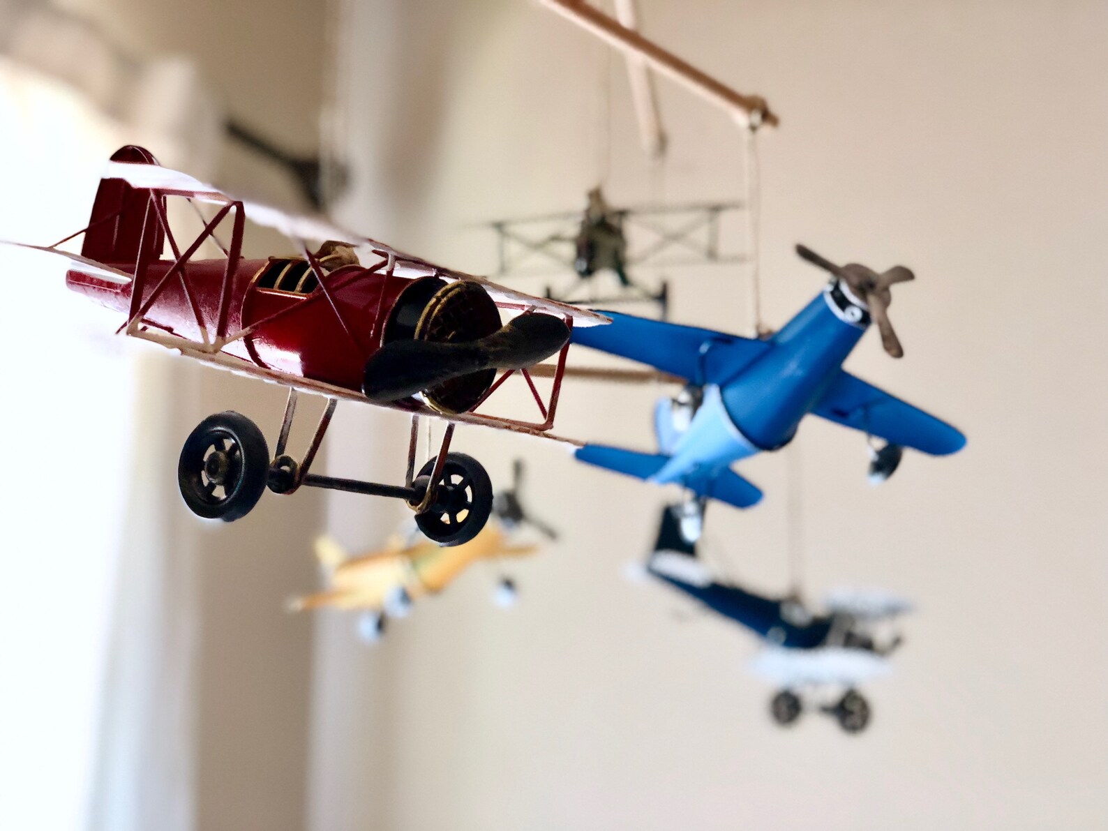 Plane Mobile Airplane Nursery Mobile W/ Antique Metal Etsy