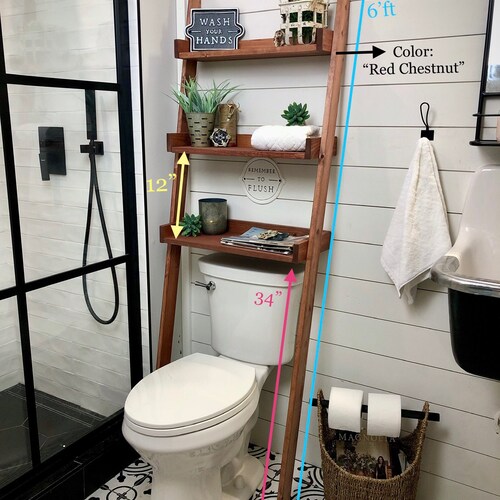 Over the Toilet Ladder Shelf Etsy
