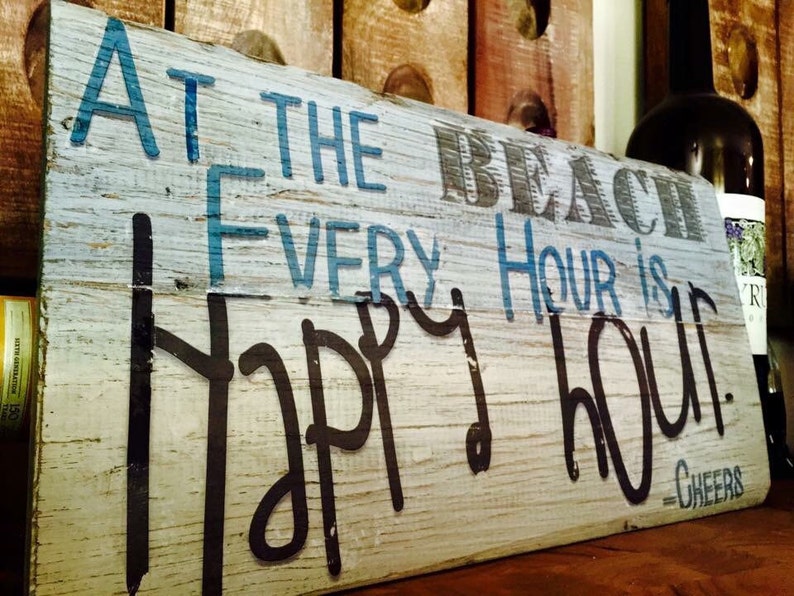 BeachHappy Hour Sign Etsy