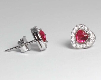 Ruby Earrings Sterling Silver / Ruby Earrings Silver / Ruby Stud Earrrings / July Birthstone