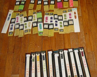 Lot 36 Vintage 1970s Zippers Mixed Colors Sizes Talon Unique New