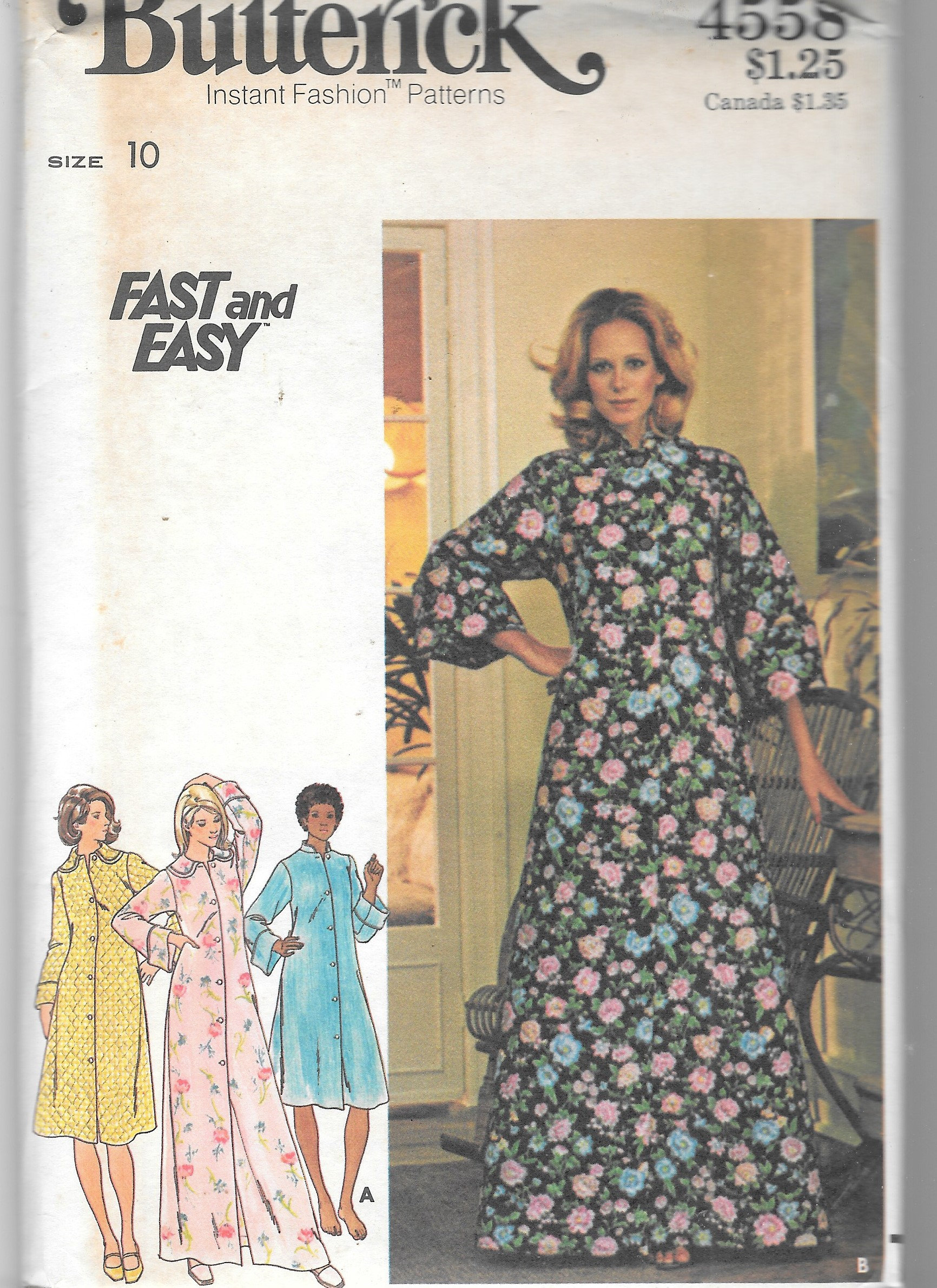 Butterick 4558 Tent Robe Sewing Pattern Uncut Size 10 Bust 32 1/2" 2